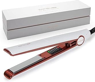 CoriolissC1 Flat Iron Hair Straightener Professional Titanium Plates Temperature Control Travel Case (White Copper)