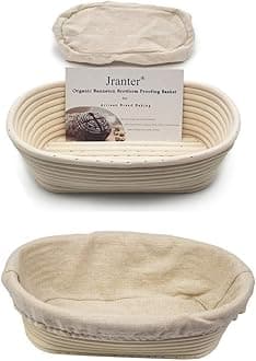 Oval Banneton Bread Proofing Basket and Linen Liner Set 10 Inches 2 Pack
