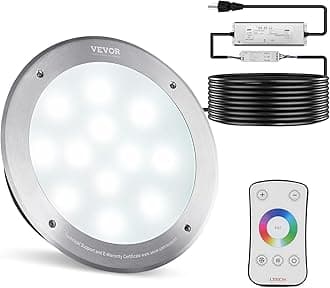 VEVOR 120V AC LED Pool Light, 10 Inch 40W, RGBW Color Changing Inground Swimming Pool Spa Light Underwater, with 100 FT Cord Remote Control, Fit for 10 in Large Wet Niches, IP68 Waterproof