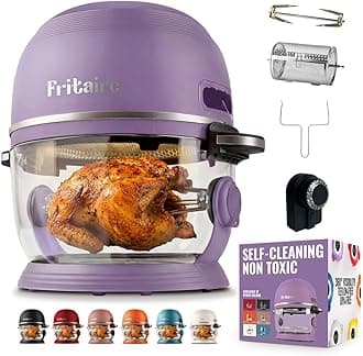 Non Toxic Air Fryer™ - Glass AirFryer 5 Quart w/ 360 Visibility, Self-Cleaning, 400F Vortex Air Fryer for Even Cooking, BPA-Free Teflon Free, 9-in-1 Functions, Rotisserie, Roast, Bake, Lavender