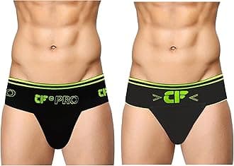 Champs Fighter Back Cover Supreme Gym Cotton Supporter with Cup Pocket Athletic Fit Brief Multi Sports Underwear Outdoor Inner and Wear Soft Underpant - Pack of 2 (M)