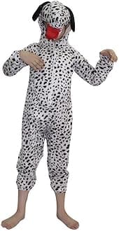 Kaku Fancy Dresses Fleece Dog Pet Animal Costume For Kids - Black & White, 5-6 Years | Animal Fancy Dress For Boys & Girls
