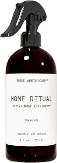 Muse Apothecary Home Ritual Active Odor Eliminator Spray - Furniture Deodorizer Spray & Bathroom Odor Eliminator for Home - Essential Oil Air Freshener - 8oz, Ocean Air