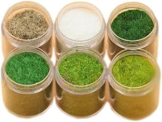 Yalulu 6 Pack Mixed Model Grass Cashmere Powder Green Fake Grass Fairy Garden Miniatures Clay DIY Artificial Sand Table Micro Landscape Building