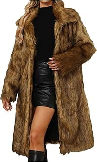 Womens Long Faux Fur Coat Oversized Loose Winter Jackets Trendy Luxury Trench Coat 2025 Open Front Lapel Outerwear