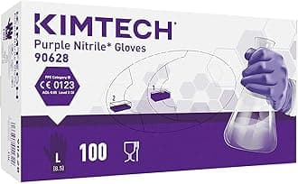 Kimtech Purple Nitrile Disposable Protective Gloves, Latex and Powder Free for Heavy Duty protection Against Chemicals and Virus's, Box of 100, XS