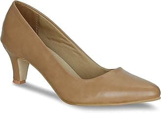 Get GlamrWomen Faux Leather Classic Work Pumps|| Semi-Pointed Toe|| Block Low Heels|| Smart Causals|| Heel Pumps