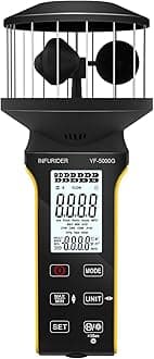 Digital Cup Anemometer, Handheld Wind Speed Meter with Anti-dust Touch Button, Rechargeable Wind Gauge CFM Meter, Waterproof, LCD Backlight, Wind Tester for Wind Volume, Wind Chill