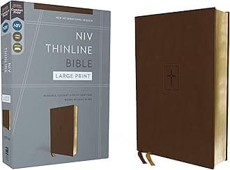 Niv, Thinline Bible, Large Print, Leathersoft, Brown, Red Letter, Comfort Print: New International Version, Brown, Leathersoft, Thinline, Red Letter, Large Print
