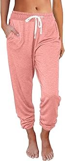 AUTOMET Women‘s High-Waisted Sweatpants with Pockets, Loose Lounge & Pajama Pants for Fall, Winter, Spring Yoga Travel