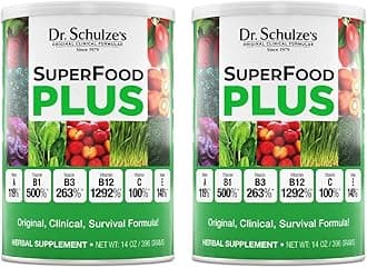 Dr. Schulze'sSuperFood Plus | Vitamin and Mineral Herbal Concentrate | Daily Nutrition | Gluten-Free and Non-GMO | Vegan | 14 Ounce Powder | 2-Pack