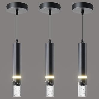 Pendant Lights Kitchen Island Dimmable LED Kitchen Lighting Matte Black Hanging Light fixtures Bubble Crystal Mini Pendant Light, Modern Pendant Ligh(3 Pack)