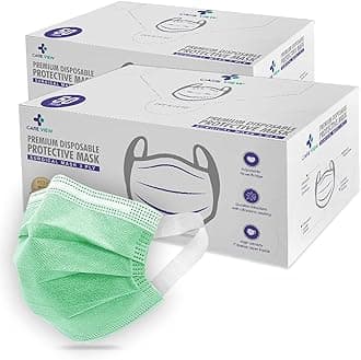 Careview N95 3 Ply Disposable Surgical Face Mask Box with FABRIC Earloop and built in Nose Pin, Certified by BFE>99% and PFE > 95%, SITRA, DRDO, ISO and CE (Pack of 400, GREEN)