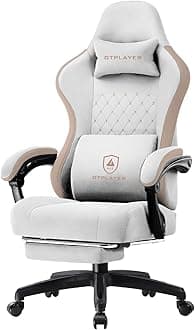 GTPLAYERGaming Chair, Computer Office Chair with Pocket Spring Cushion, Linkage Armrests and Footrest, High Back Ergonomic Computer Chair with Lumbar Support Task Chair with Footrest