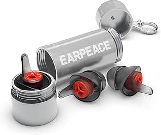 EarPeace Moto Pro Patented High Fidelity Hearing Protection - Motorcycle Earplugs for Motosports, Touring and Racing - Medium and Large Size - Noise Canceling Up to 20dB - Silver Case