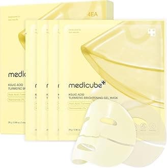 Medicube Kojic Acid Turmeric Gel Mask, 4 Pack, Jelly Mask Pack, Night Care, Turmeric, Firmness, Elasticity, Radiant Skin, Long-lasting Moisturizing, Plump Skin