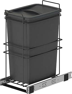 Emuca - Kitchen Recycling Container, 35 L, Floor Mount and Hand Extension, Charcoal Grey Plastic