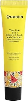 Quench Vitamin C 2-in-1 Scrub and Clay Mask, Korean Face Mask with for Glowing Skin, Exfoliates & Brightens, Lightens Dark Spots & Refines Skin Texture, Made in Korea (15ml)