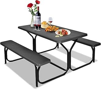 Outdoor Picnic Table, Black