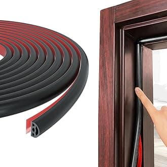 Esufeir 8M Black D-Shape Rubber Door Seal Upvc Window Weather Stripping Replacement for 2.5-6mm Gap,Self Adhesive PVC Sound Proofing Door Frame Strip Draft Excluder,Insulation Tape Noise Wind Blocker