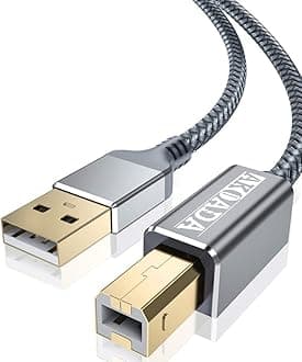AkoaDa USB 2.0 Printer Cable 15ft USB Type A Male to B Male Printer Scanner Cord High Speed Compatible with HP, Canon, Dell, Epson, Lexmark, Samung and More