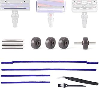 Plush Strips + Soleplate Wheels Replacement Compatible with Dyson V6 V7 V8 V10 V11 DC62 Direct Drive Cleaner Head Strips Felt Strips Rollers Replacement Parts