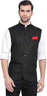 VASTRAMAY Men's Cotton Blend Nehru Jacket