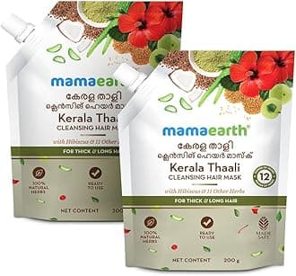 Mamaearth Kerala Thaali Cleansing Pre-Shampoo Hair Mask with Hibiscus, Shikakai, Amla, Flaxseed for Thick & Long Hair 200g (Pack of 2) | Ready To Use Thali | Gently Cleanses | Adds Shine | 100% Natural Herbs | 12 Potent Herbs