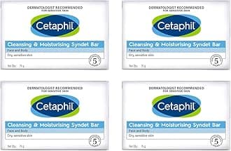 Cetaphil Cleansing and Moisturising Syndet Bar, Shea Butter, 300 g, Pack of 4