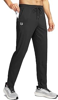 Mens Sweatpants Zipper Pockets Tapered Track Athletic Slim Fit Pants for Running, Exercise, Workout