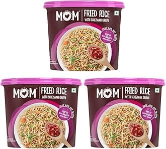 MOM - Meal of the Moment, Fried Rice with Schezwan Gravy, Ready to Eat Instant Food No Added Preservatives, 145 gm, Pack of 3