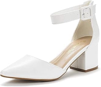 Dream Pairs Women's Annee White Pu Low Heel Pump Shoes - 9 M US