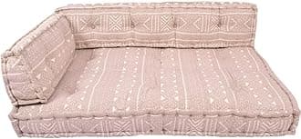 Cotton Low Seating Floor Modular Back 2-Person Sofa Mattress - Brown, Beige, 120 X 80 X 12 Cm, 26 Cm