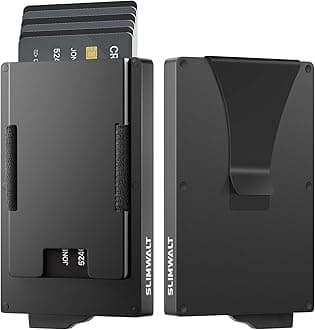 Wallet for Men with Money Clip - Flexible Storage for up to 20 Cards & Bills, RFID Blocking Card Holder with Smart Card Slot, Minimalist Mens Wallet, Metal Pop Up Wallets, Gifts for Men Black