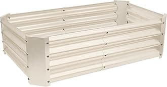 Harbour Housewares Raised Garden Bed - Ivory - 120 x 60cm - Rectangle - Bottomless Metal Raised Bed Galvanised Steel Planter Box for Growing Outdoor Plants, Vegetables, Flowers and Herbs