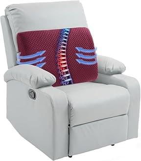 HOMBYS Lumbar Support Pillow for Recliner Chair, Memory Foam Back Support Cushion for Elderly,Extra Large Lumbar Support Pillow,Thick Backrest for Home Reading (Wine Red, 20“x13.5"x5")