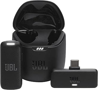 JBL Quantum Stream Wireless USB-C - Wearable Wireless Streaming Microphone for Crystal Clear Recordings, 24 Hours of Recording time, Plus Speed Charge, Included Windscreen for Noise Reduction