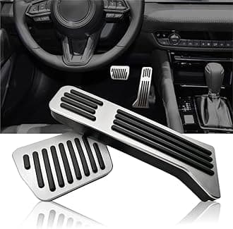 Anti-Slip Performance Foot Pedal Pads kit Compatible with Mazda 2 3 6 CX3 CX5 CX9, No Drilling Aluminum Brake and Gas Accelerator Pedal Covers - Silver