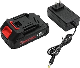 21v Lithium Battery - 2.0 Ah Battery with Charger Adapter Led Indicator Compatible with Leaf Blower and Cordless Tiller