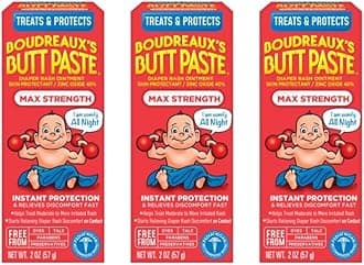 Boudreaux's Butt Paste Diaper Rash Ointment | Maximum Strength | 2 Oz | Pack of 3