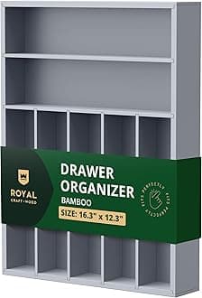 ROYAL CRAFT WOOD Bamboo Kitchen Drawer Organizer - Silverware Organizer/Utensil Holder and Cutlery Tray (Gray)