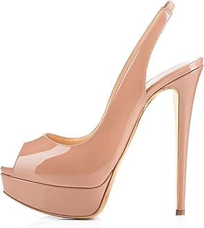 Mettesally Women's Peep Toe Platform Stilleto High Heels Slingback Sandals Pumps Ankle Strap Office Dress Shoes