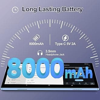 2024 Newest Android 14 Tablet, 22GB RAM, 128GB ROM, 1TB Expansion, Octa-Core 10.1" 8000mAh Tablet with Keyboard and Mouse, IPS HD Display, 5G WiFi, Bluetooth, GPS, Widevine L1, Screen