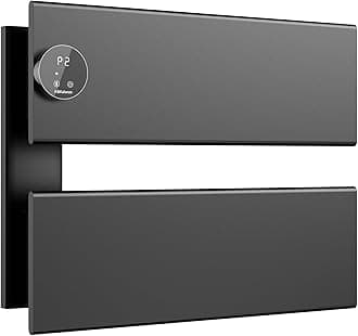 Electric Towel Warmer, 18.35" W x 14.6" H Wall-Mounted Towel Heater with Built-in Timer, Waterproof Aluminum Towel Warmer for Bathroom, Support Plug-in and Hardwired, Black, K2-L-B