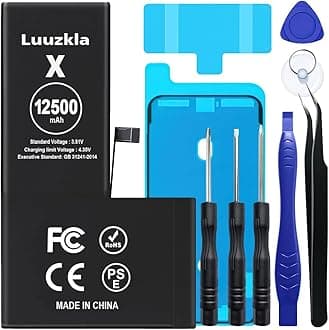 12500mAh (2025 New Upgrade) Battery Compatible with iPhone X, Super Capacity Battery Replacement Compatible with iPhone X, with Full Tool Kits-0 Cycle High Capacity-24 Months Service