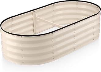 Galvanized Raised Garden Beds Outdoor // 4×2×1 ft Planter Raised Beds for Gardening, Vegetables, Flowers // Large Metal Garden Box (White) // Patented Tool-Free Design