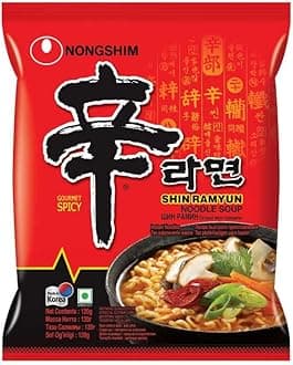 Nongshim Shin Ramyun Korean Style Spicy Noodle Soup Instant Noodles, 4.23 oz ℮ 120 g