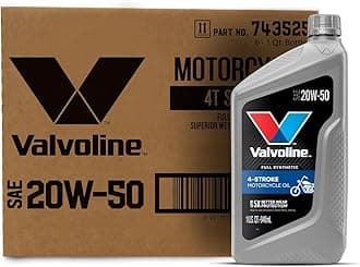 Valvoline 4-Stroke Motorcycle Full Synthetic SAE 20W-50 Motor Oil 1 QT, Case of 6