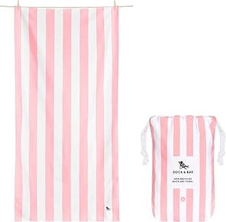 Dock & Bay Beach Towel - Quick Dry, Sand Free - Compact, Lightweight - 100% Recycled - Includes Bag - Cabana Light - Malibu Pink - Large (160x90cm, 63x35)
