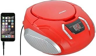 Sylvania Portable CD Boombox with AM/FM Radio (Red)